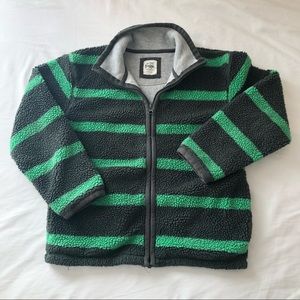 Mini Boden pile Fleece stripe Teddy jacket size 9-10Y